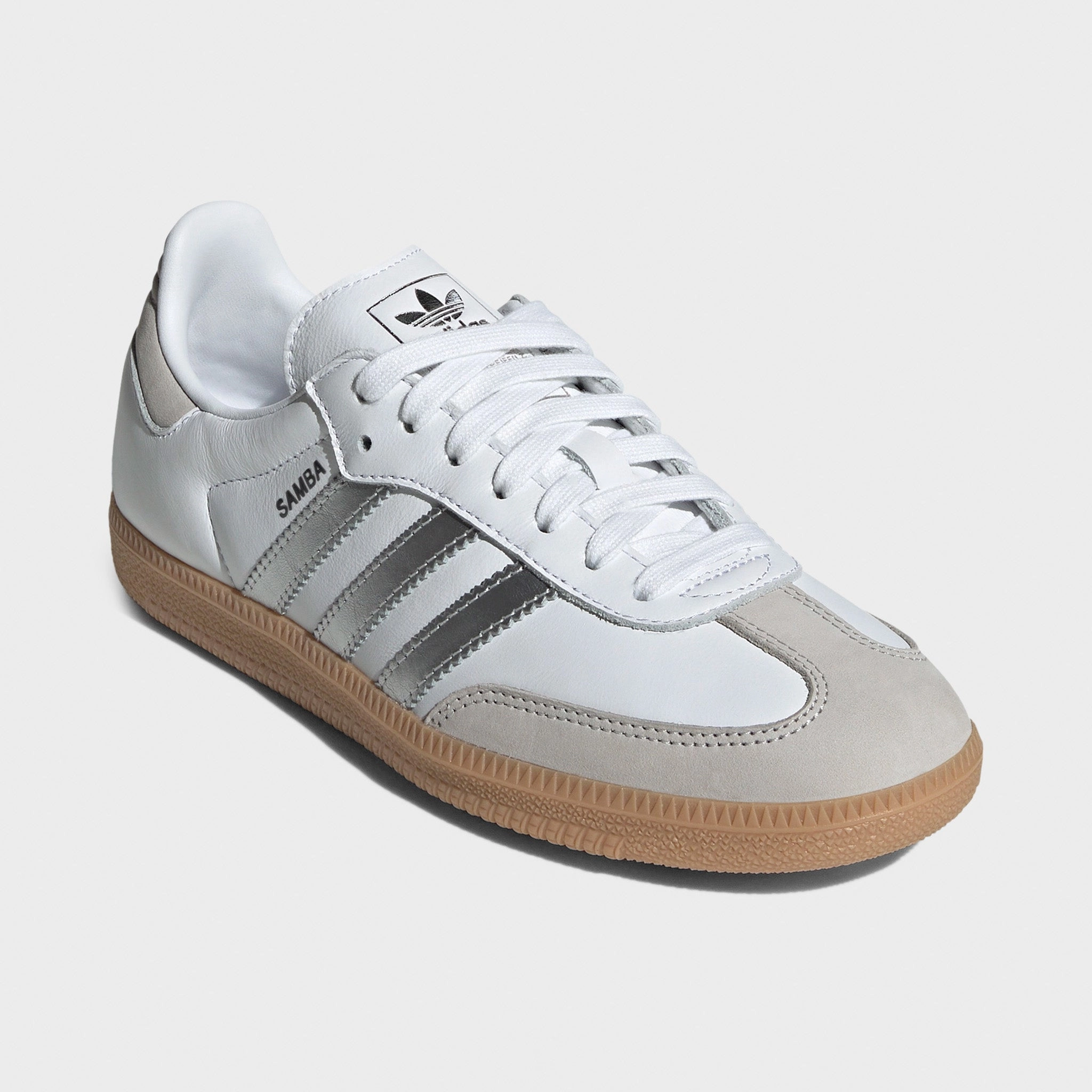 Clean Line adidas Women's Samba OG White / Silver Metallic - Grey