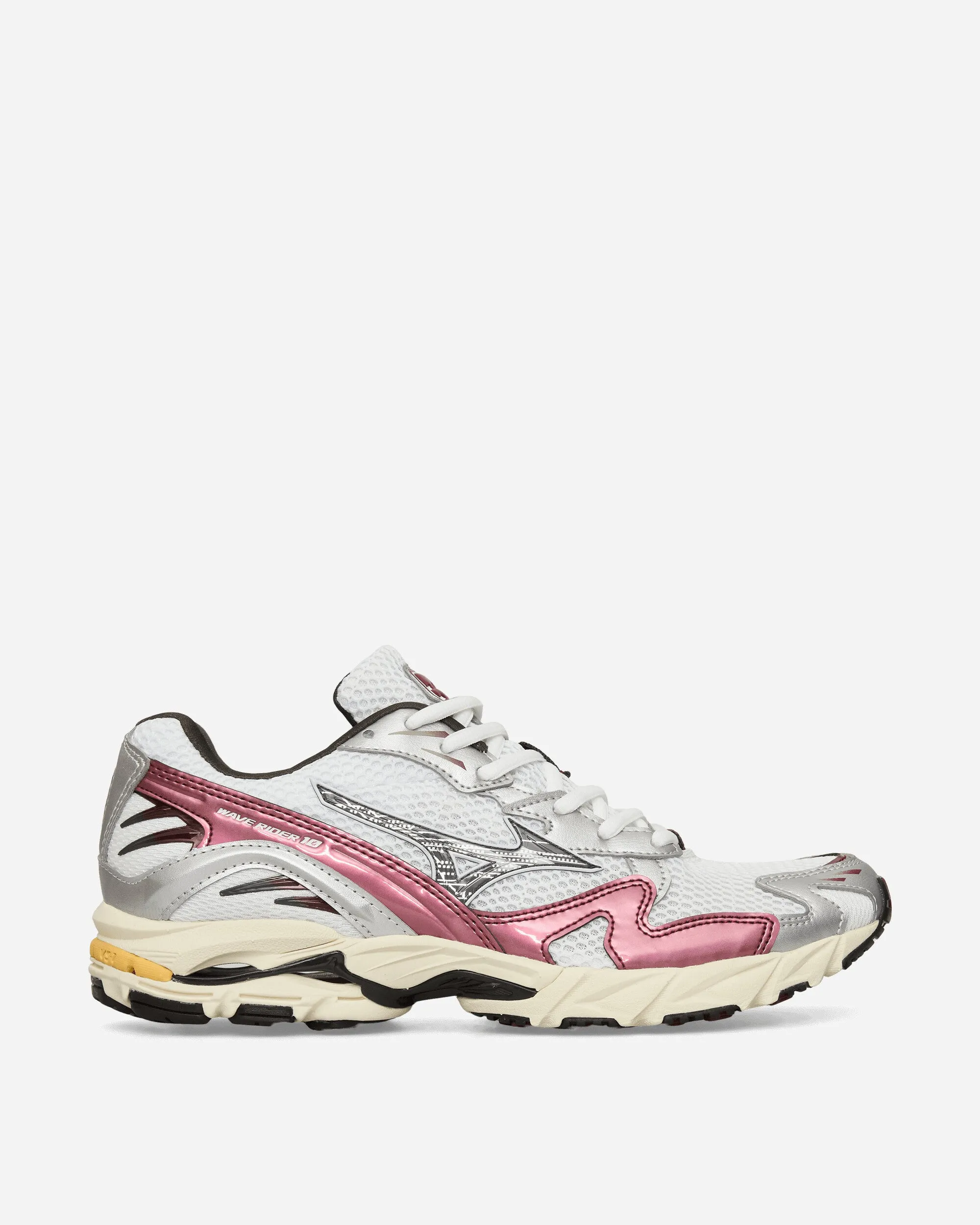 Wave Rider 10 Sneakers White / Black Sand / Syrah Asymmetric Lacing Designs Layered Chic