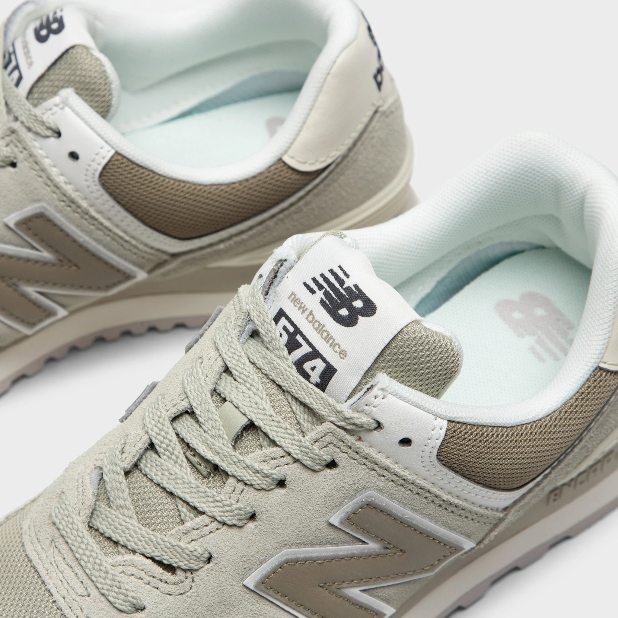 muted - colored running shoes ReflectiveElements New Balance Women's 574 Olivine / Dark Stoneware - Turtledove