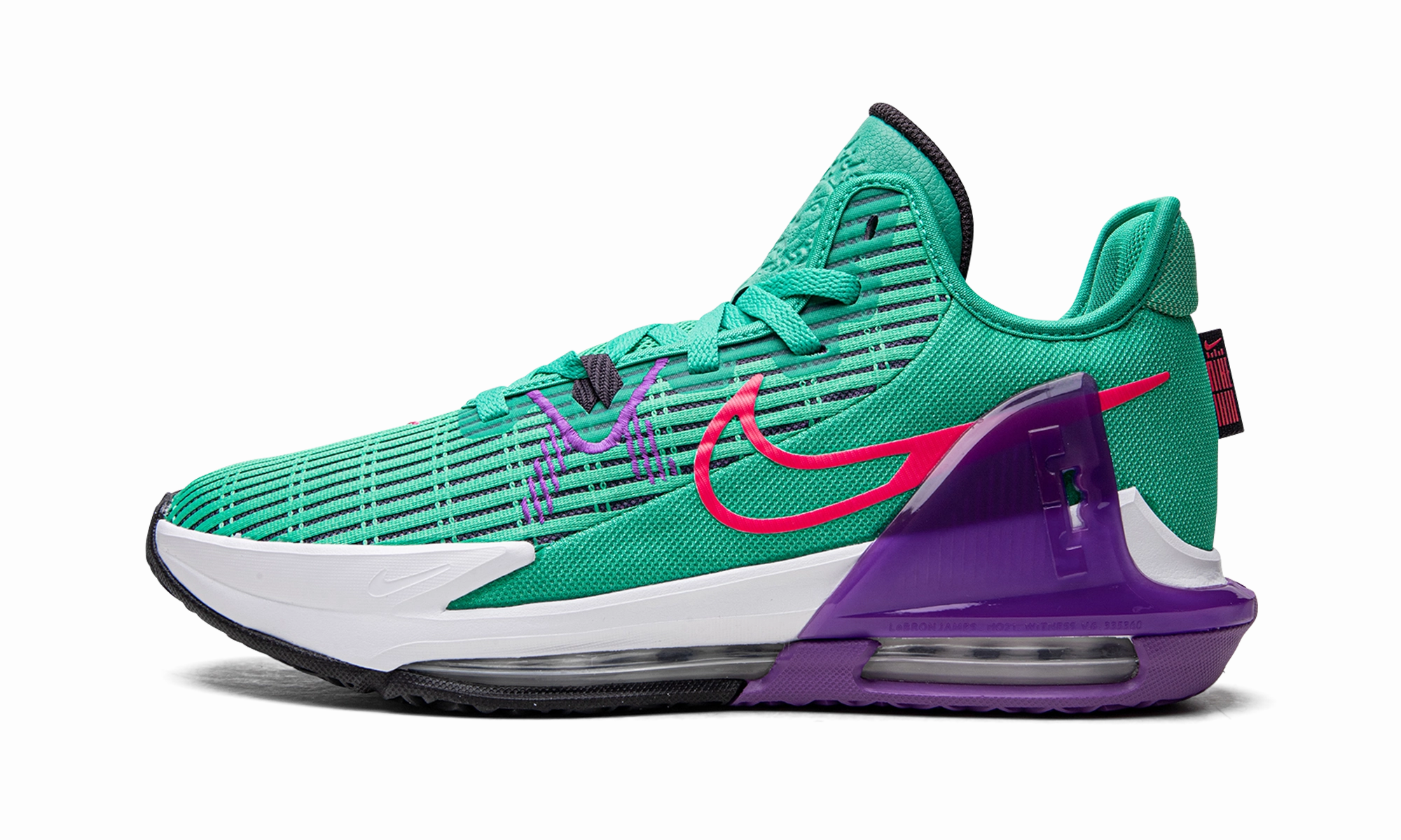 LeBron Witness VI "Clear Emerald / Wild Berry" Full Focus Impact Protection Cushioning