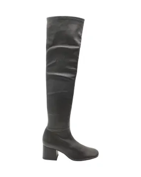 By Far Carlos Over-The-Knee Boots in Black Leather On-the-Go Wear Lace Up