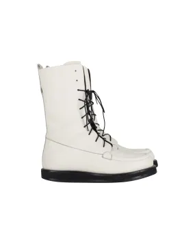 The Row Patty Lace-Up Combat Boots in White Leather Quick Drying Adventure Journey