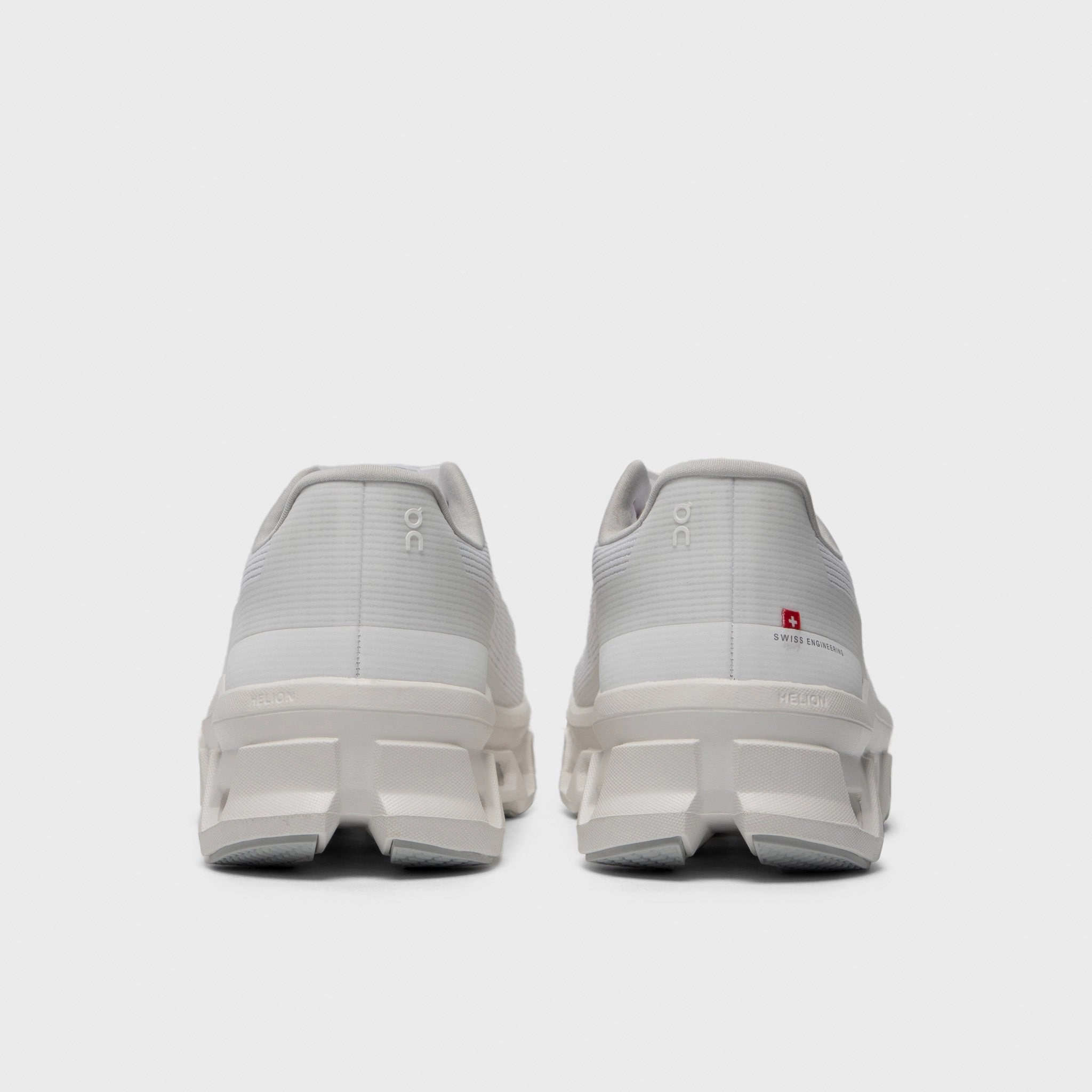 minimalist running On Cloudmonster Void White / White