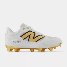 Soft Landing New Balance Men's Fresh Foam 3000 v7 Molded Baseball Cleats - White/Gold - PL3000L7