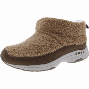 Leather Breath Flow Womens Leather Trim Faux Fur Ankle Boots