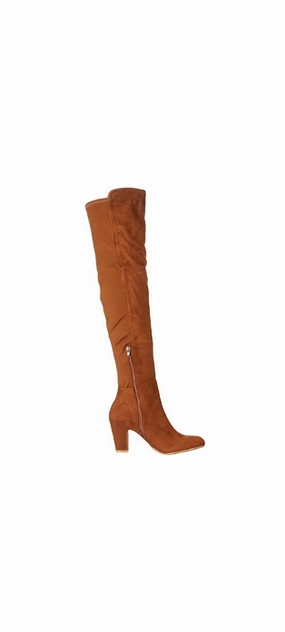 Stacked Heeled Boots In Honey Brown Reinforced Form Work Commute