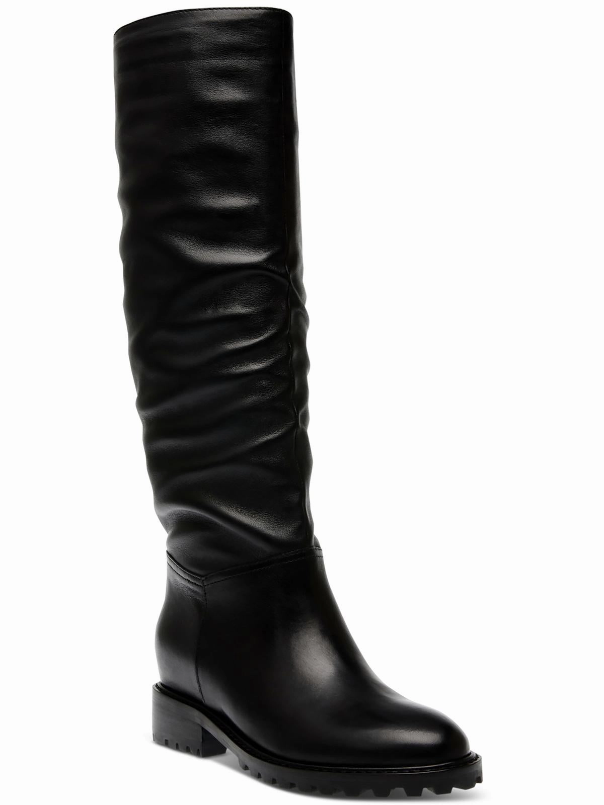 LORAL Womens Leather Lug Knee-High Boots Resort Mode