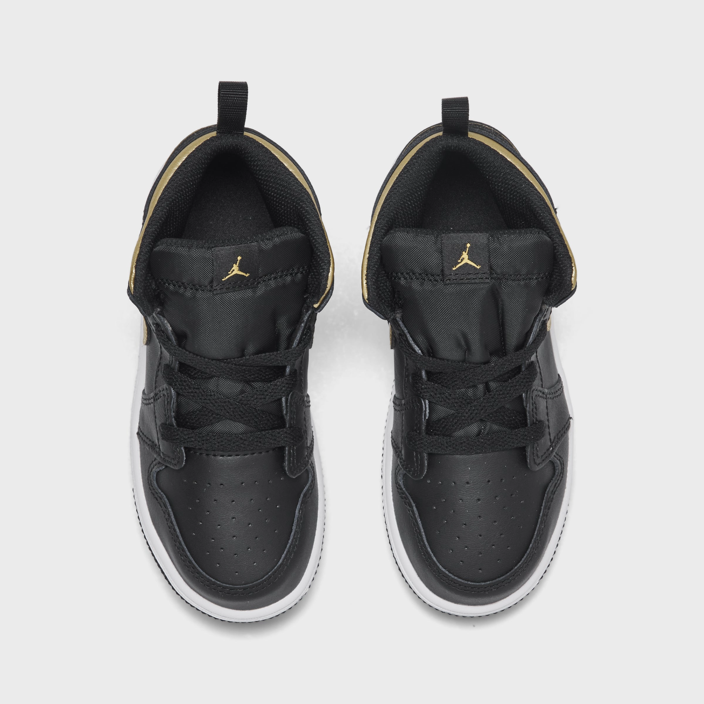 Jordan 1 Mid TD Black / Metallic Gold - White Jump Cushioning Strategic Flex Zones
