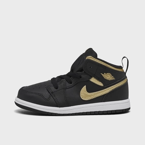 Jordan 1 Mid TD Black / Metallic Gold - White Anatomical Shape Design Impact Resistant Design