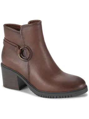 Comfortable Stability Felicia Womens Faux Leather Zipper Booties