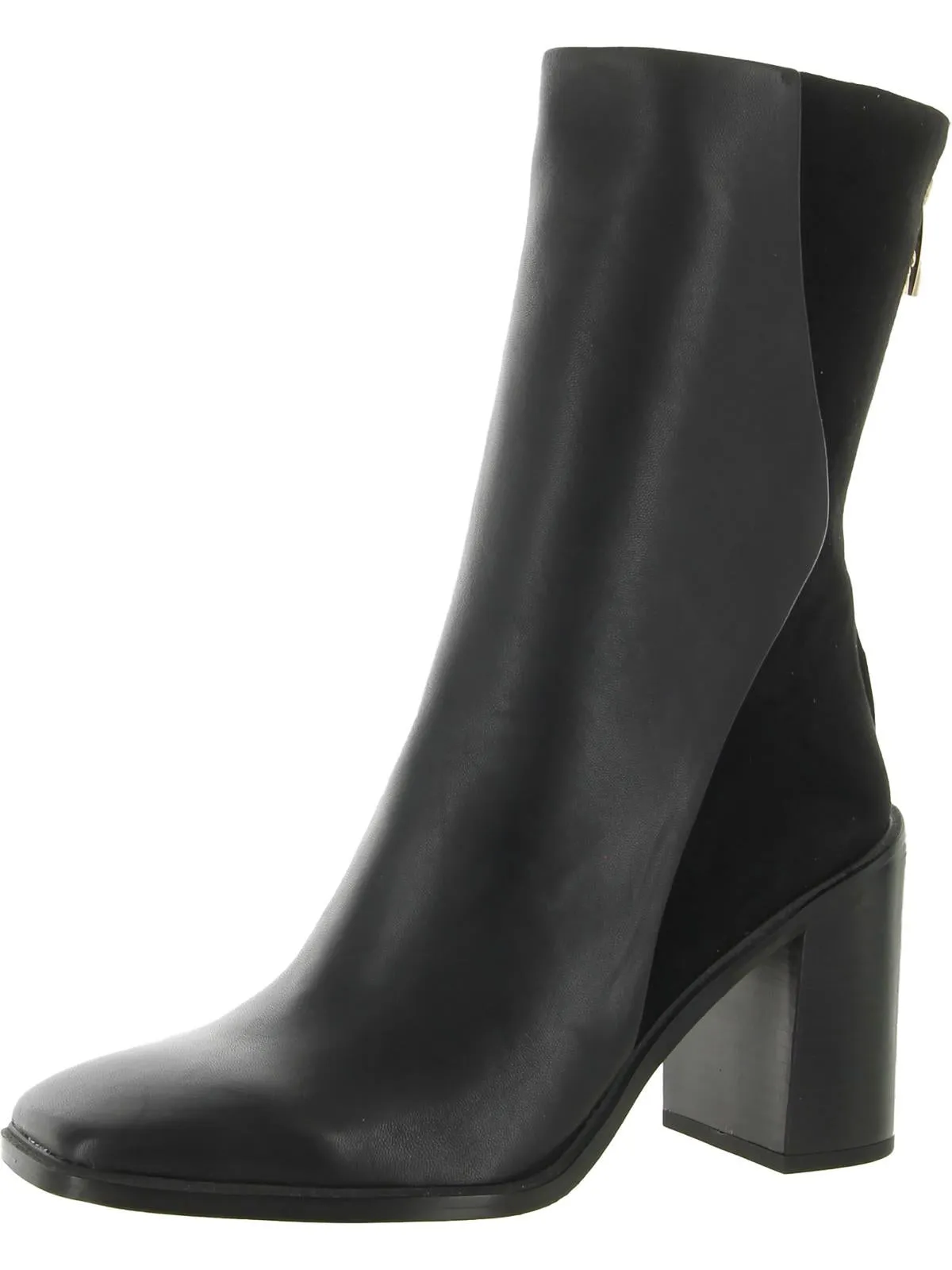 Zip Edge Functional Style Steviena Womens Leather Square Toe Mid-Calf Boots