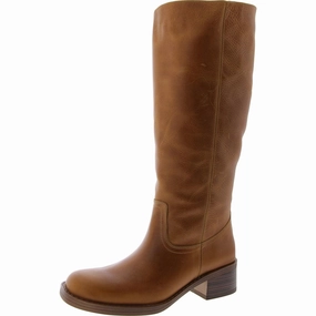 Heavy Terrain Minimal Color Nena Womens Leather Round Toe Knee-High Boots
