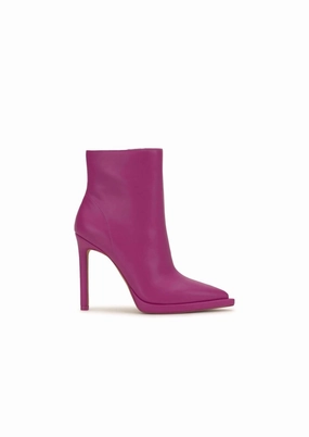 Utility Style Women's High Heel Leather Bootie In Pink