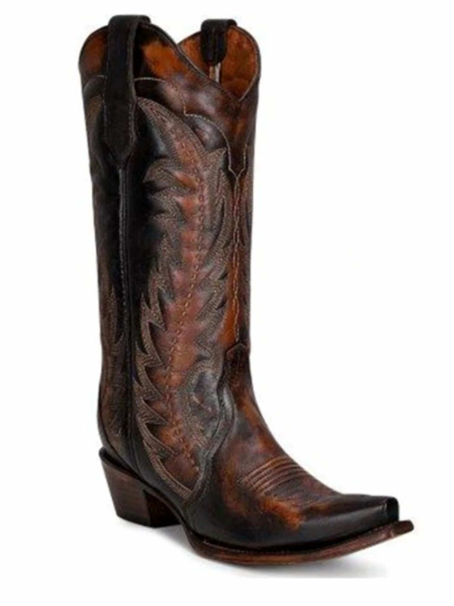 Women's Triad Western Boots In Snip Toe Brown / Tan Stable Support Snow Trekker Chic Style