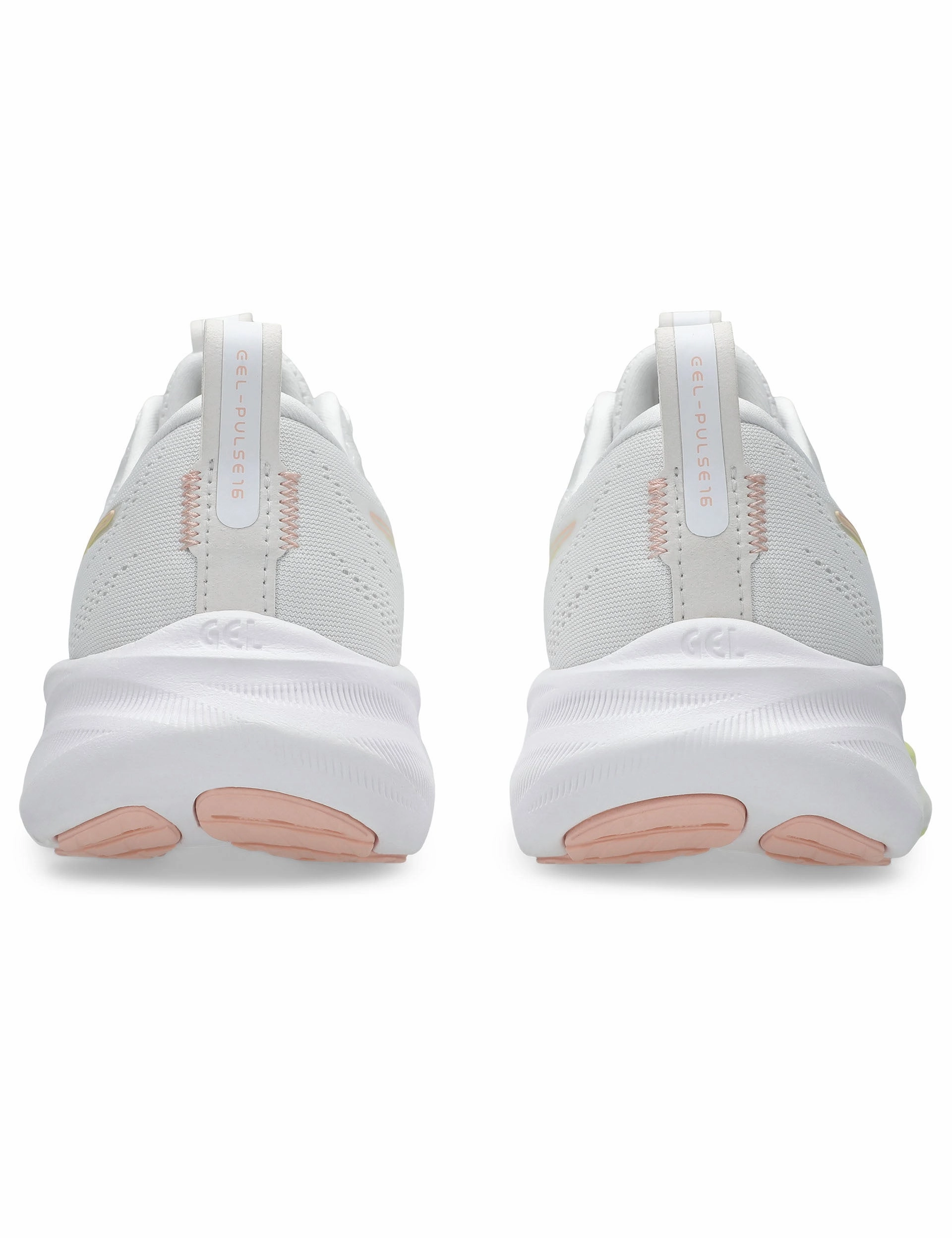 Gel-Pulse 16 - Mineral Beige/Cream running on a track shoes foot - cushioning running shoes