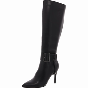 Sleek Function Art Gallery Aiyda Womens Buckle Faux Leather Knee-High Boots