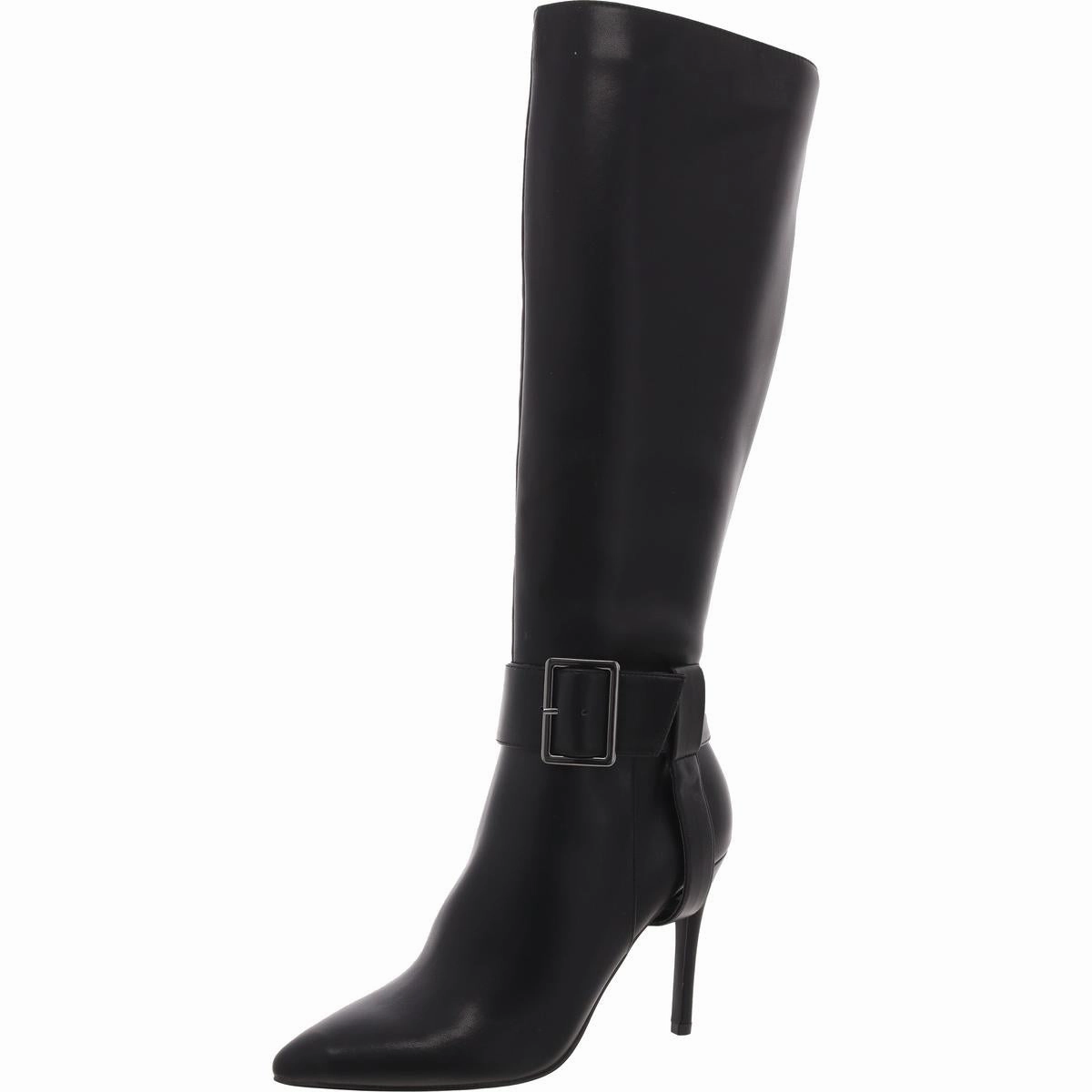 Sleek Function Art Gallery Aiyda Womens Buckle Faux Leather Knee-High Boots