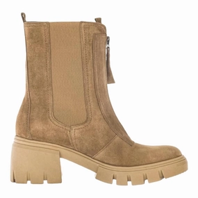 Rugged Comfort Women's Zip Closure Boots In Lion (Caramel) Suede