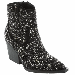 Kady Pearl Rhinestone Booties In Black Mud Resistant Backcountry Camper
