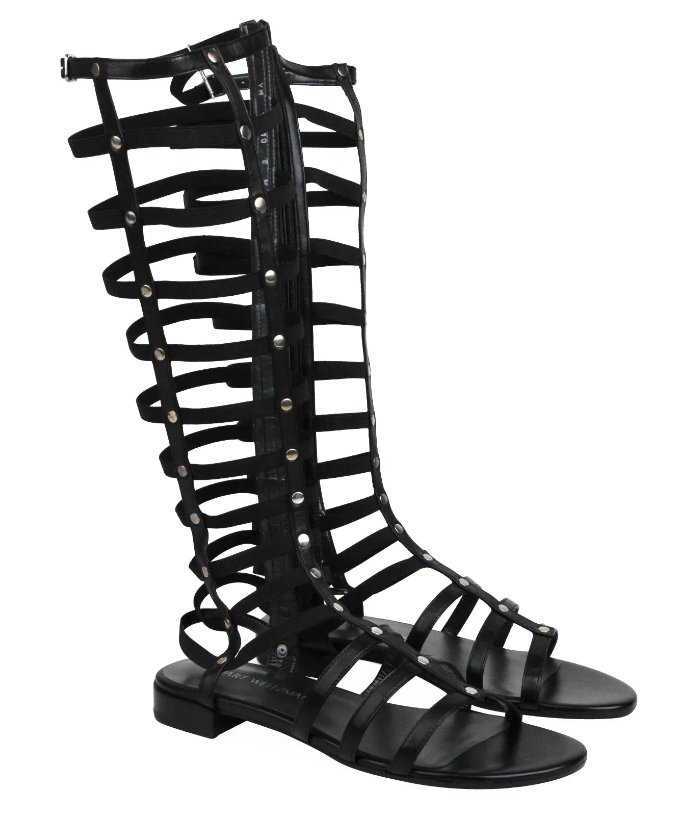 Stuart Weitzman Women's Gladiator Nappa Leather Elastic Stretch Boots Camping Trip