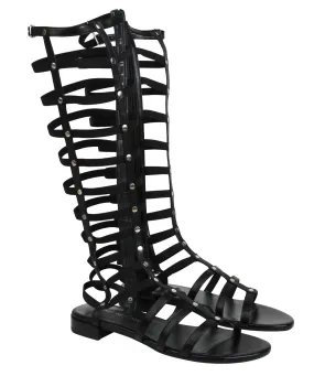 Stuart Weitzman Women's Gladiator Nappa Leather Elastic Stretch Boots Camping Trip