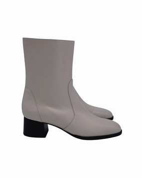 Stuart Weitzman Nola Zipped Booties in Cream Leather sweat-wicking