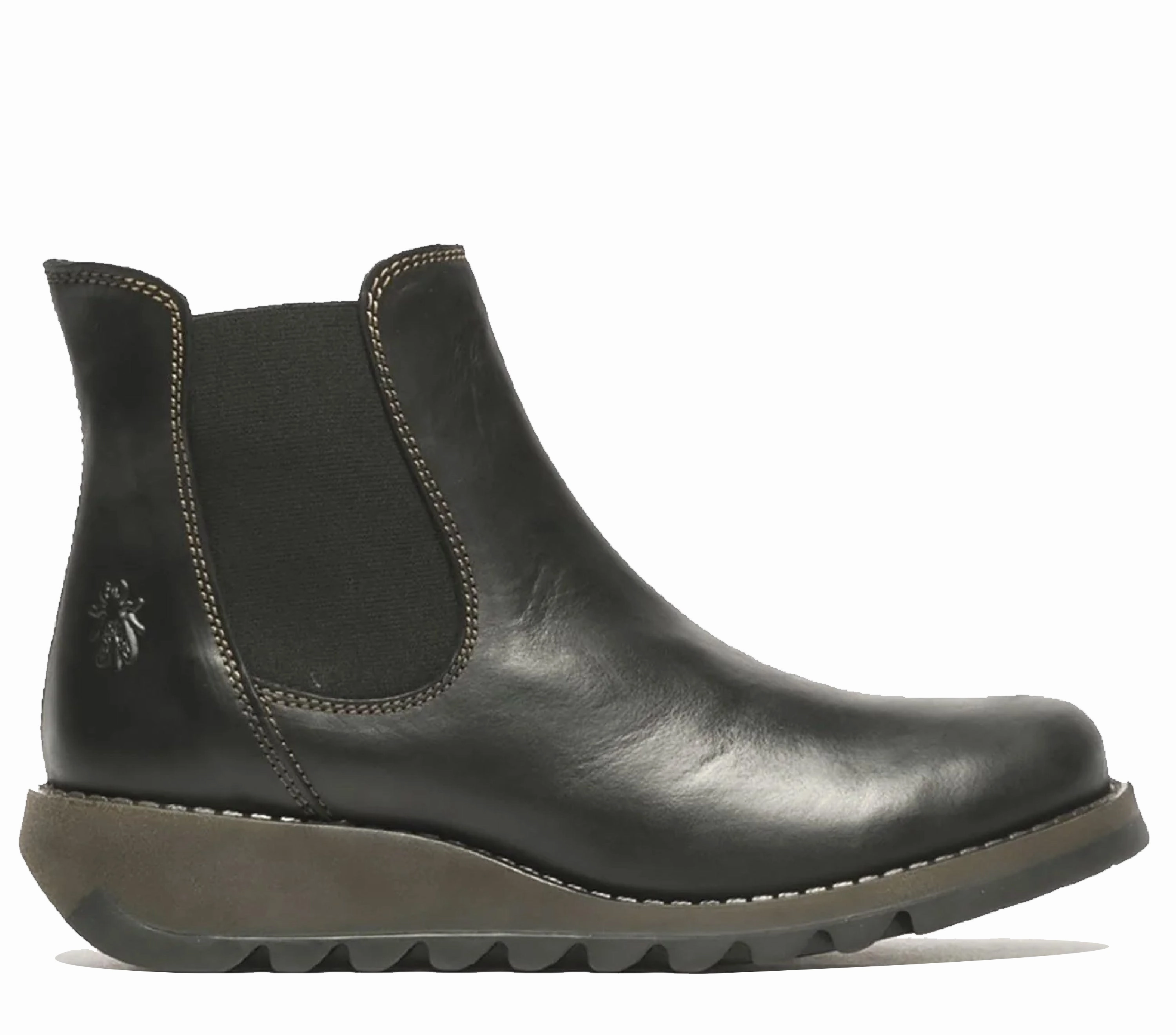 All Weather Outdoor Explorer ZipUp Fly London Womens Black SALV Chelsea Leather Ankle Casual Wedge Heel Boots