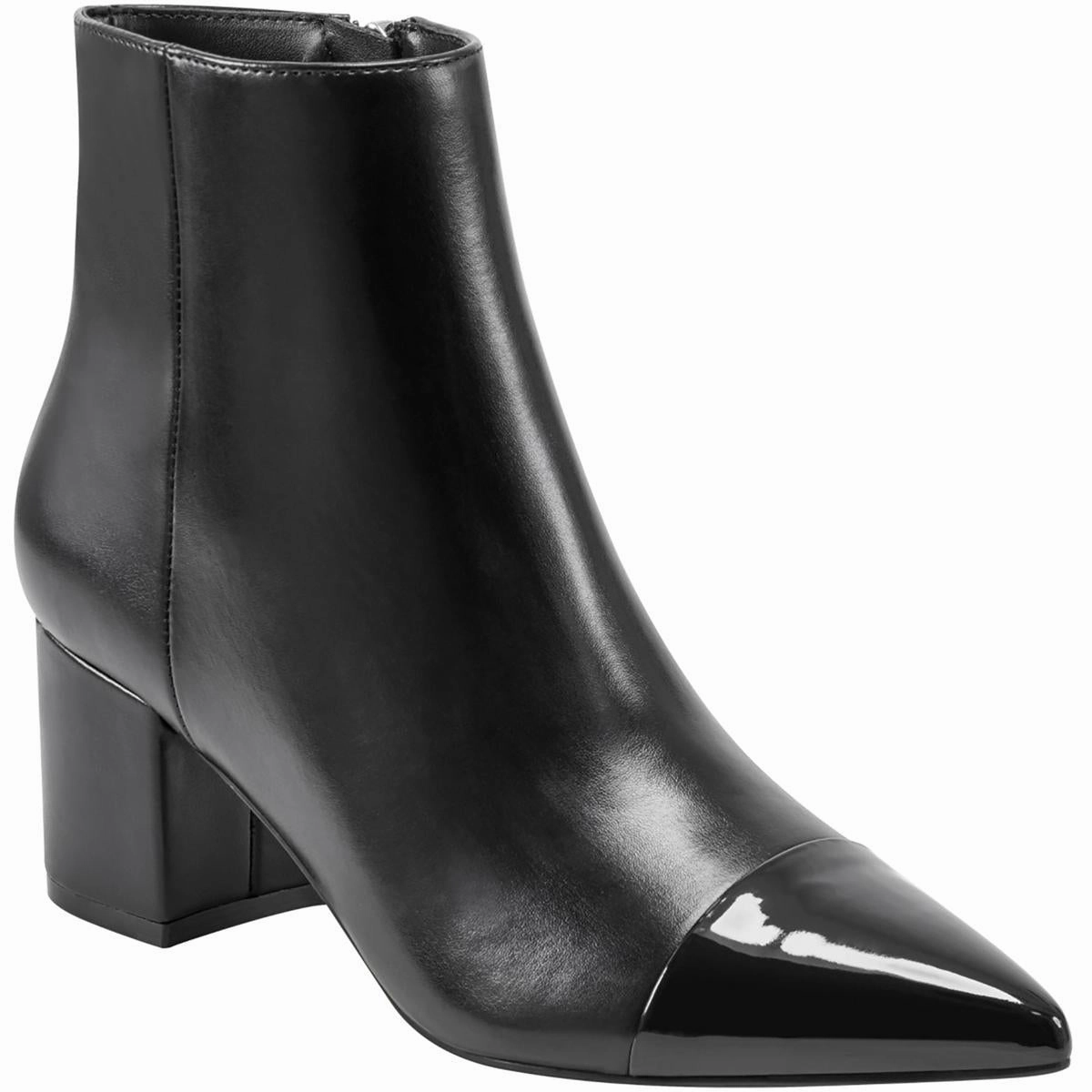 Jelanie Womens Two Tone Leather Ankle Boots Sleek Profile