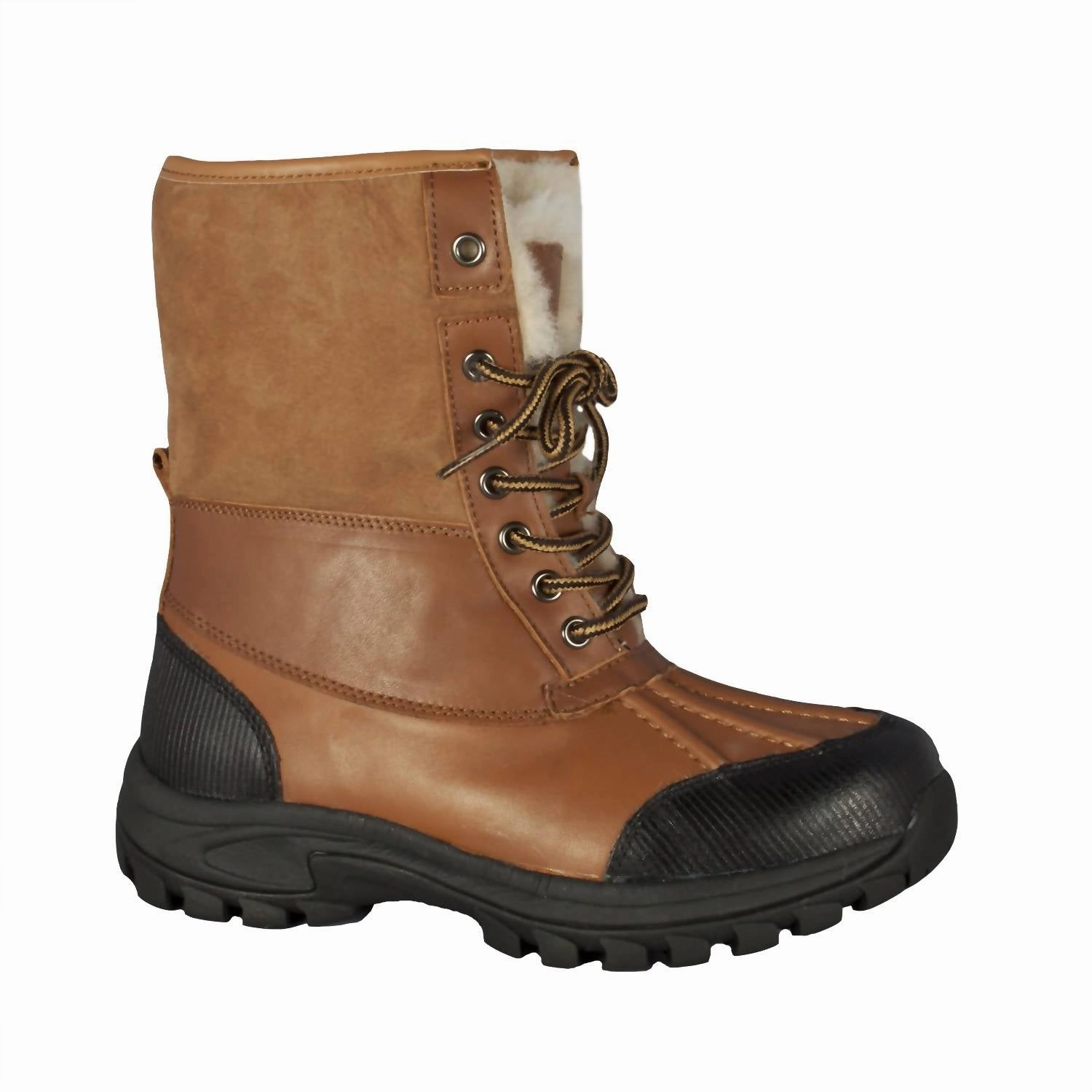Ladies Sheepskin Tundra Boot In Chestnut Slip   Resistant