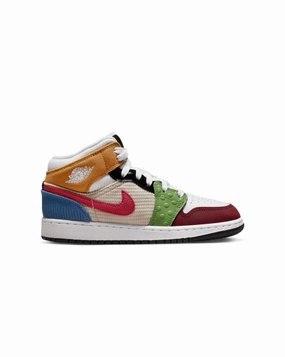 Jordan 1 Mid SE ( GS ) - White / Gym Red - Black - Pearl White Sport Casual