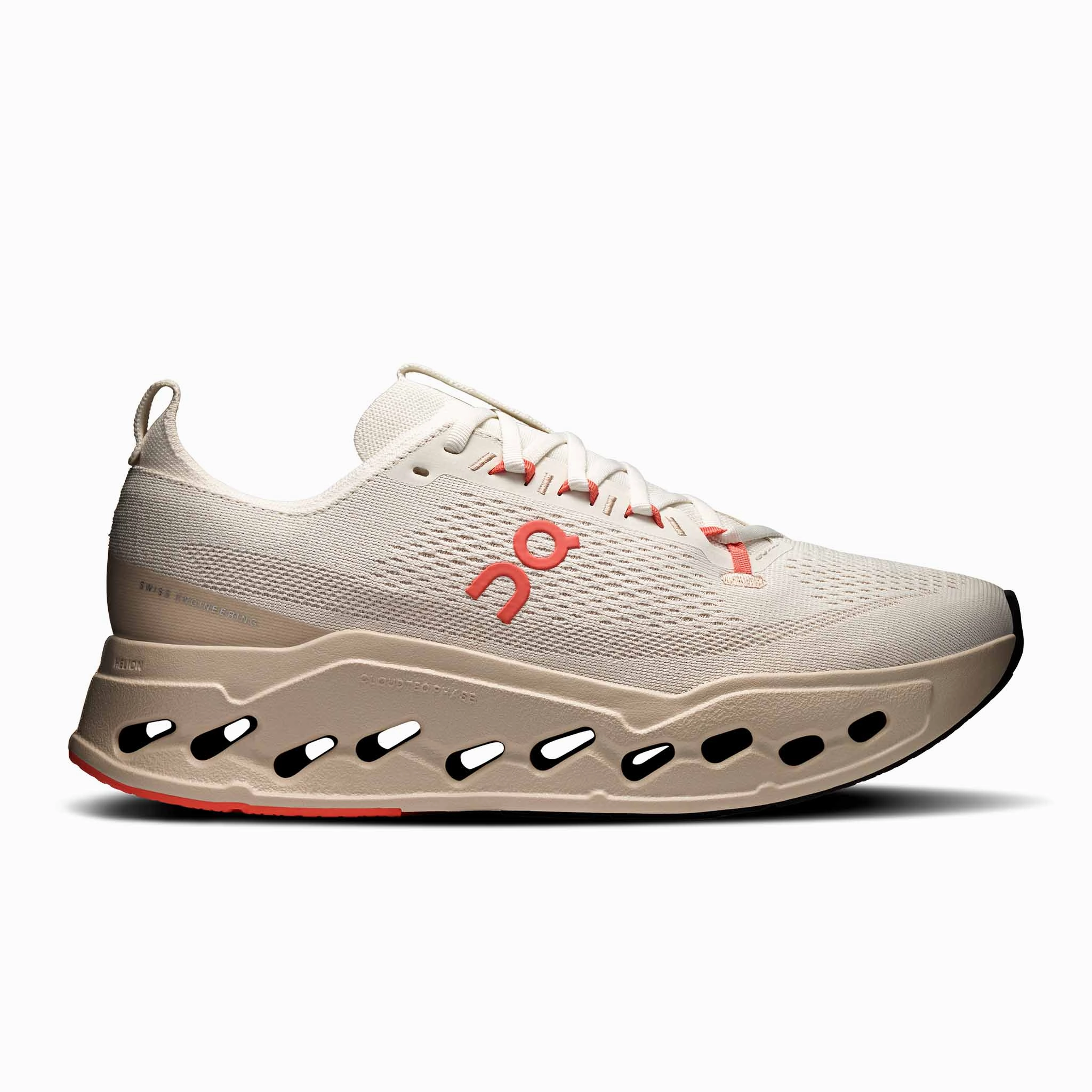 On | Men's Cloudsurfer Max Running Shoes - Ivory/Salmon Soft Sole
