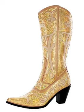 Tall Sequin Boots In Gold Ultimate Comfort All-Purpose Footwear