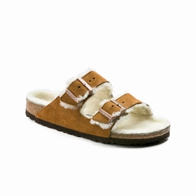 Lifestyle Athlete Birkenstock Arizona Shearling Suede Leather (Mink) Women's Sandals 1001135  1001135