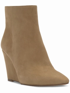 Teeray Womens Leather Pointed Toe Wedge Boots Comfortable Upper Chain Touch