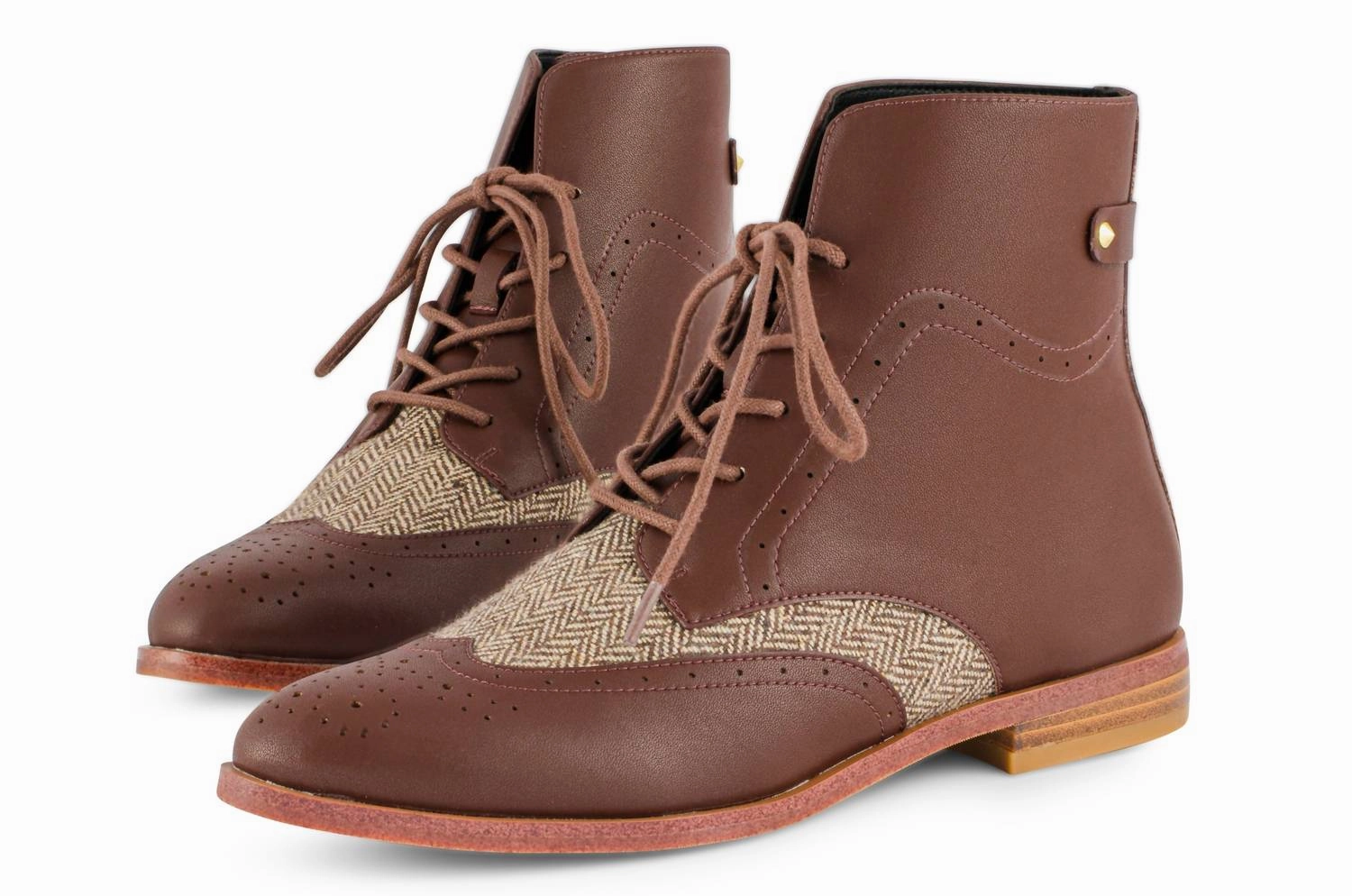 Comfort Gusset Mayet Boots In Brown Herringbone