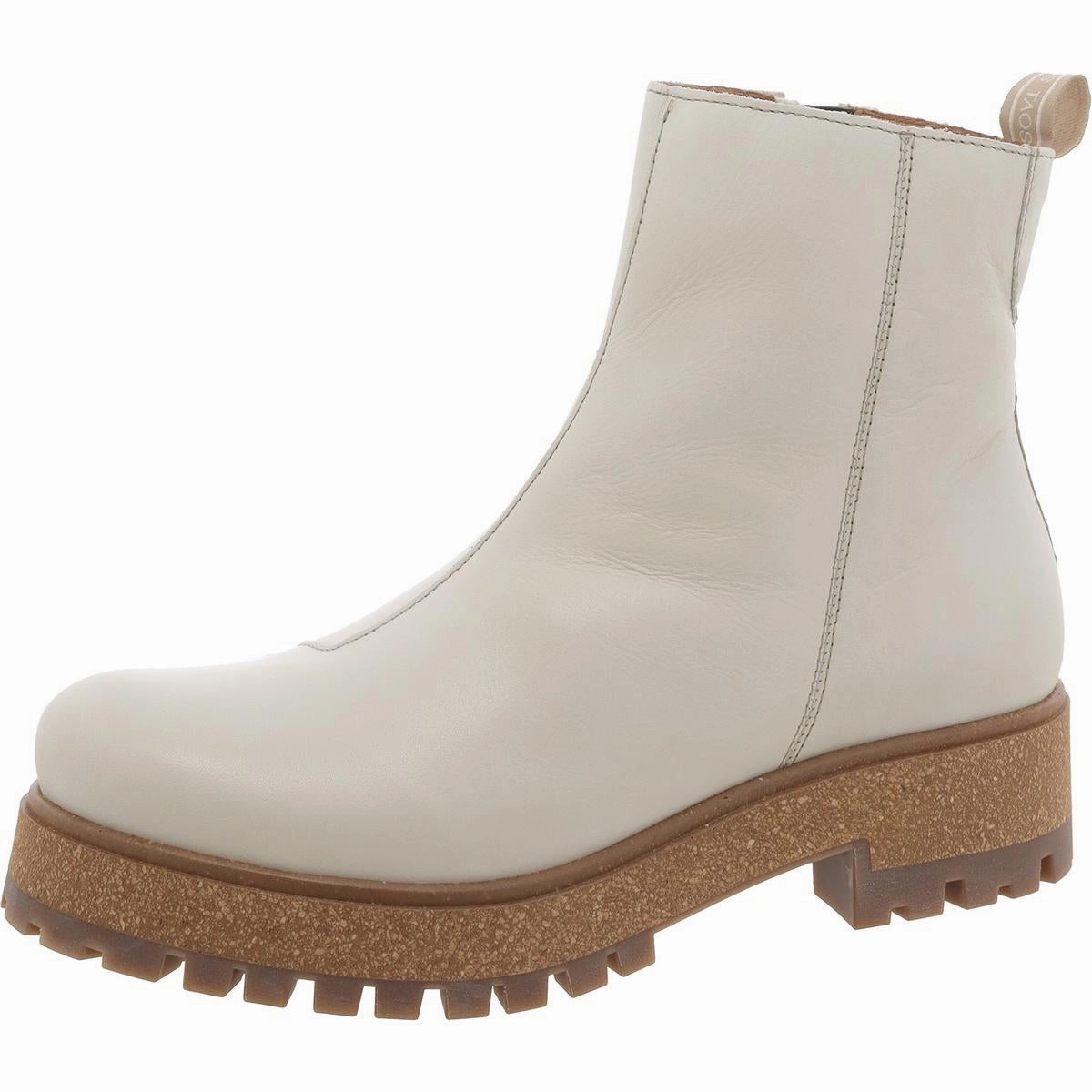 Downtown Womens Leather Lug Sole Ankle Boots ZipUp