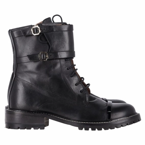 Slip Resistant Rainy Day Commuter Rough Ground Malone Souliers Combat Boots in Black Leather