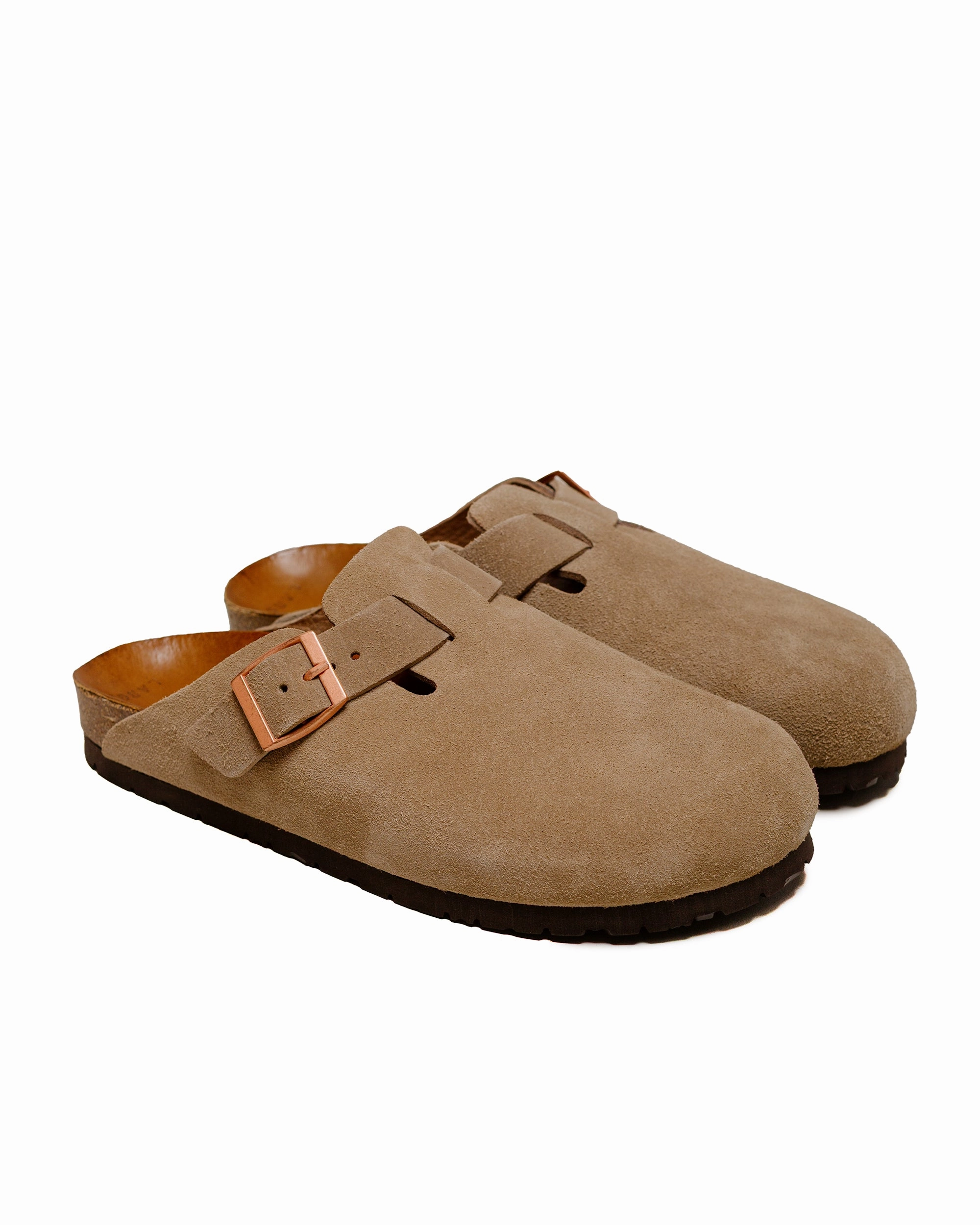 The Real McCoy's MA23012 Leather Foot-Support Clogs Taupe Lightweight Form Road Trip Hill Walk