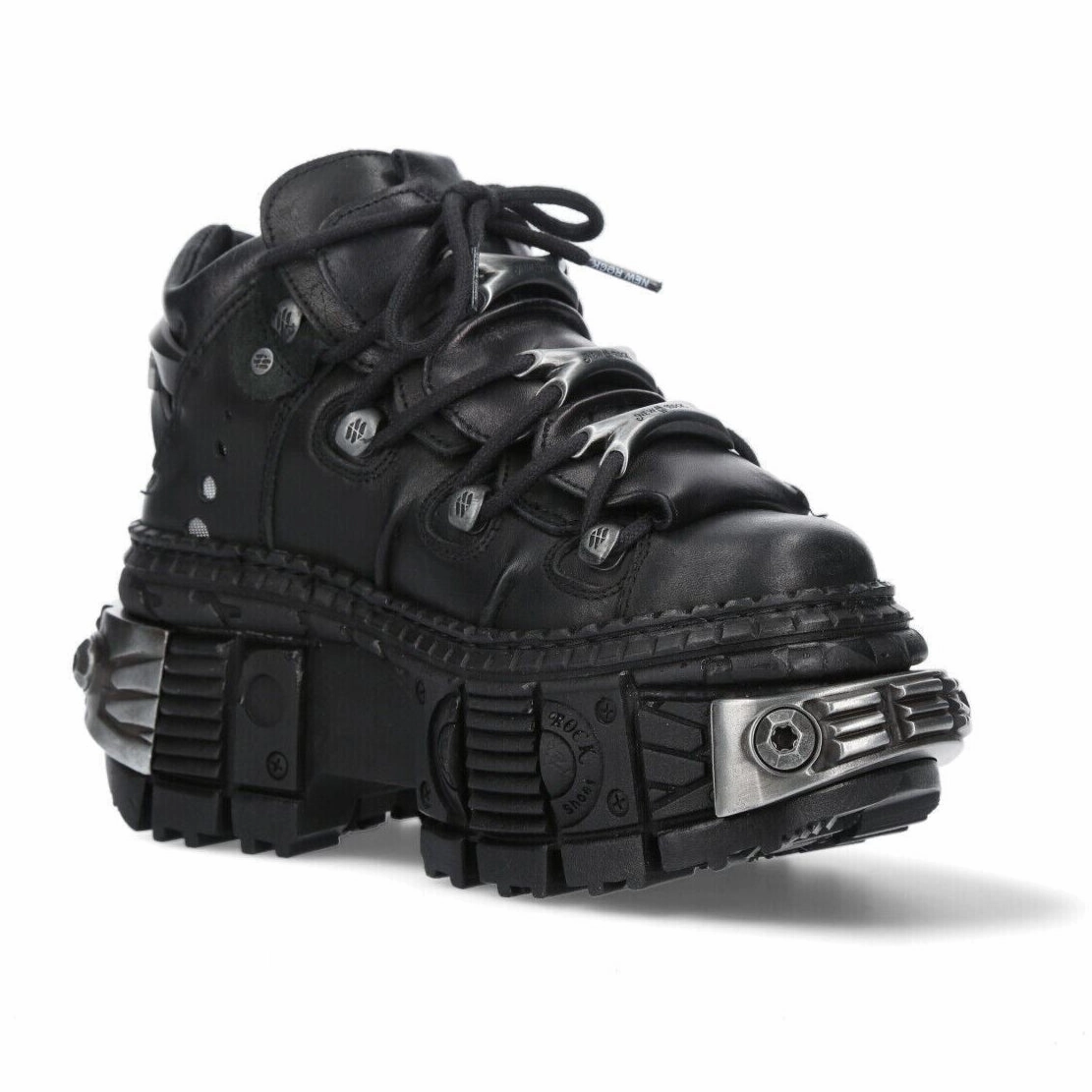 New Rock Leather Platform Ankle Boots-WALL106-S10 Eco Material Snowy Path