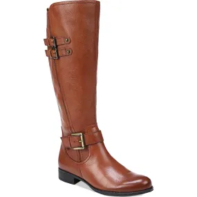 Jessie Womens Leather Wide Calf Riding Boots Casual