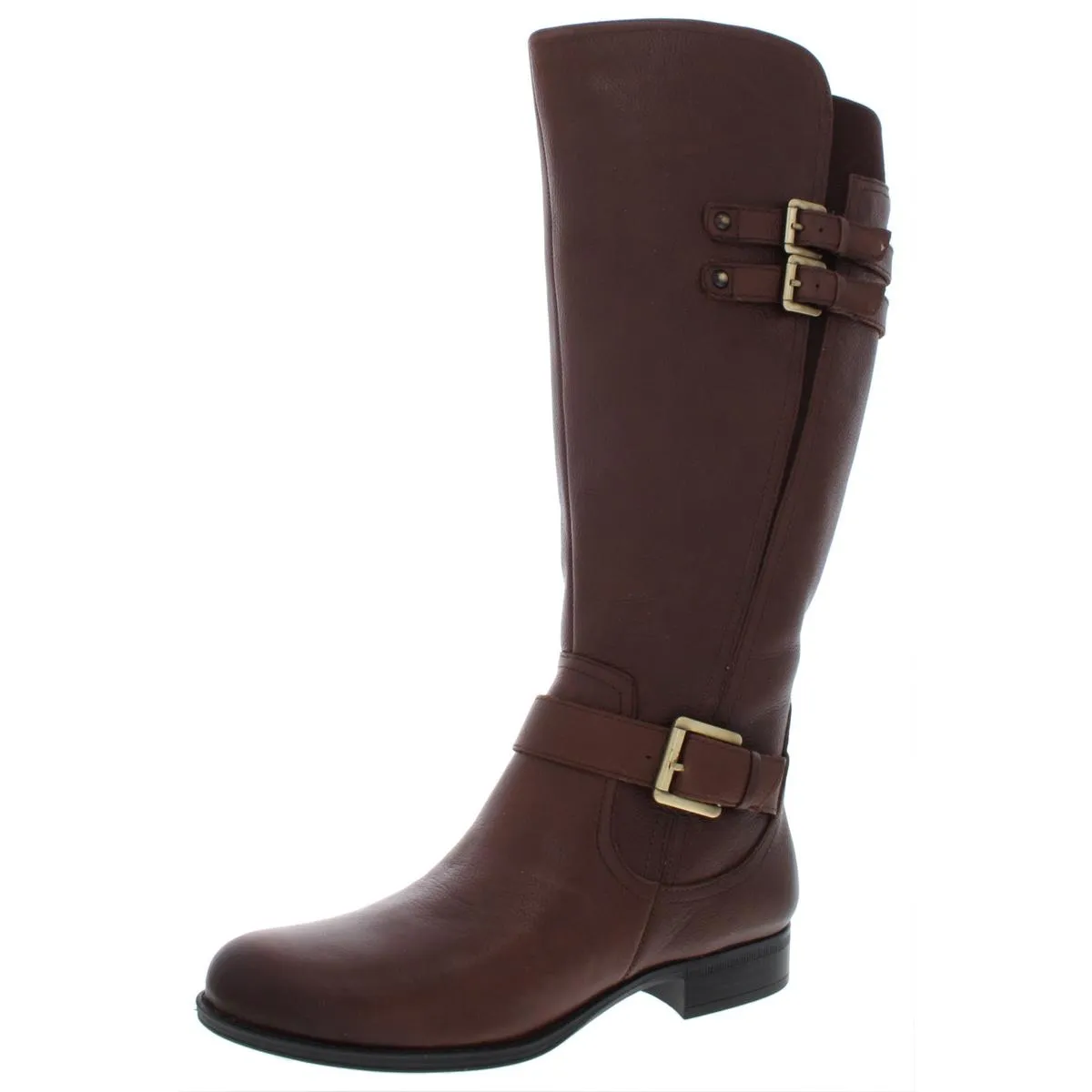 Jessie Womens Leather Wide Calf Riding Boots Outdoor Protection