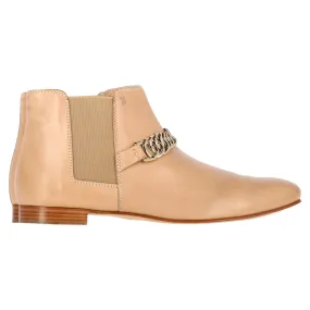 Tod's Chain Detail Ankle Boots in Brown Leather Elastic Collar Reinforced Form Mountain Climber