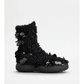 Tod's W. G. Lace-up Ankle Boots in Faux Fur Comfort Lining Trail Runner