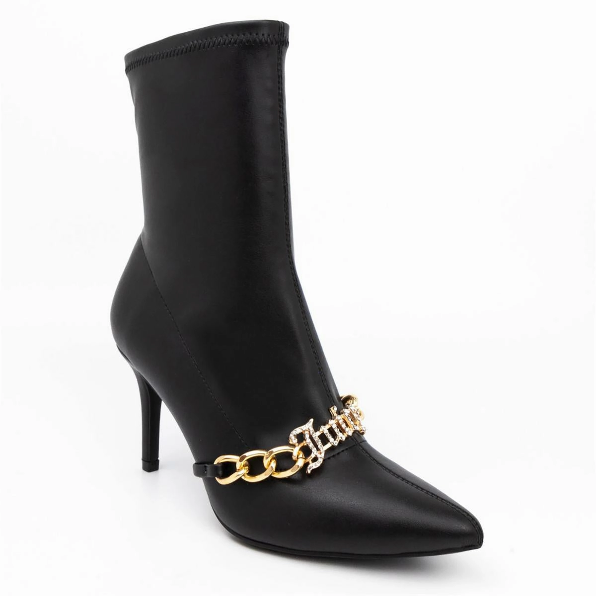 Sturdy sole Tommi Womens Chain Faux Leather Ankle Boots
