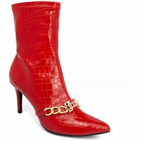 Tommi Womens Chain Faux Leather Ankle Boots Work Day