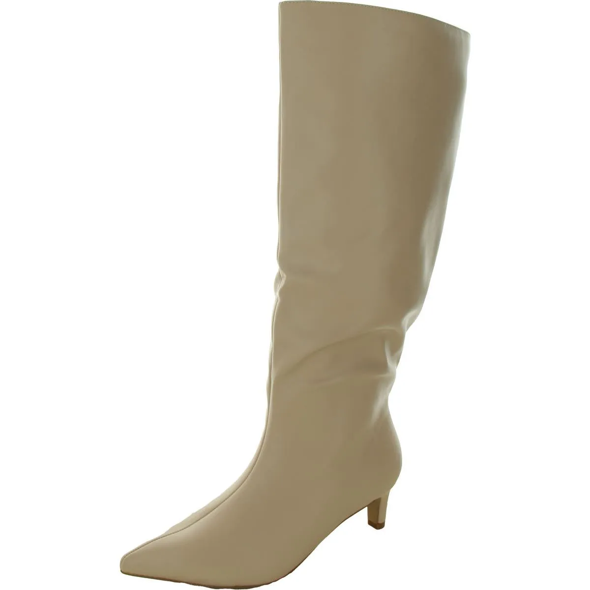 Comfy All Leather Lining Tullip Womens Pointed Toe Kitten Heel Knee-High Boots