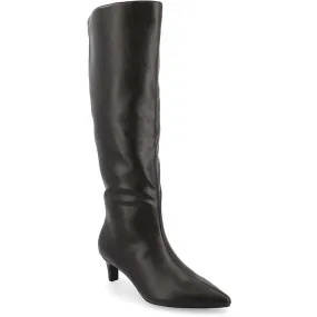Tullip Womens Pointed Toe Kitten Heel Knee-High Boots Dust proof