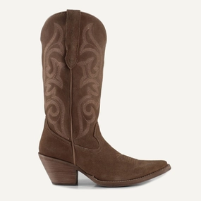 Women's Tessa Leather Cowgirl Boots In Camel Hard Trail Durable Shell Work Commute