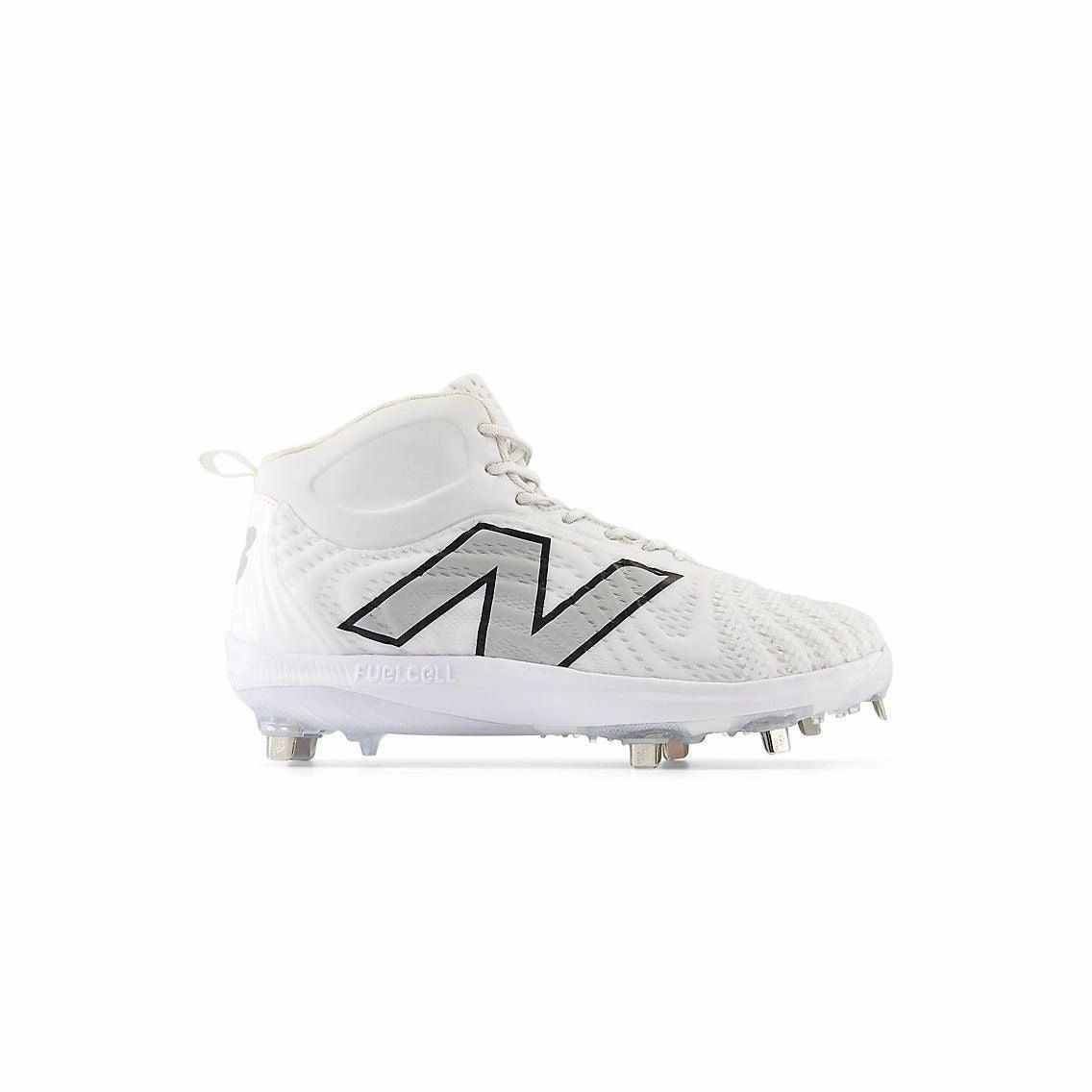 logo - rhinestoned shoes New Balance Men's FuelCell 4040 V7 Mid-Metal Baseball Cleats - White / Rain Cloud - M4040TW7