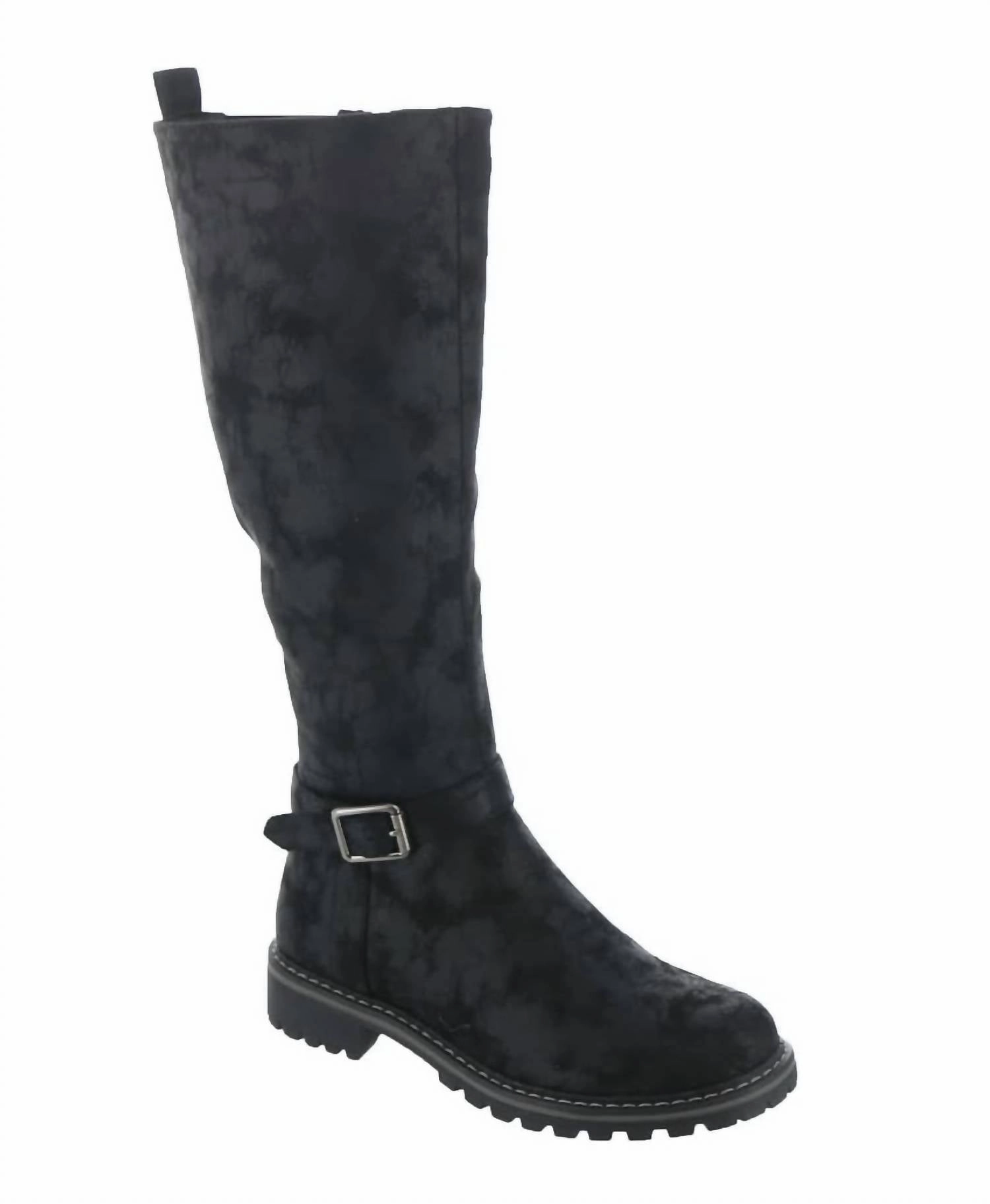 Women's Giddy Up Boots In Distressed Black Comfort Lining Comfort Seeker